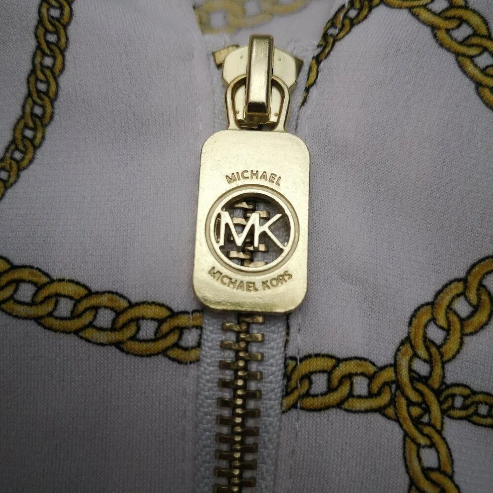 Michael Michael Kors Ladies Size XL Off White & Gold Chain Pattern Top - Picture 4 of 13